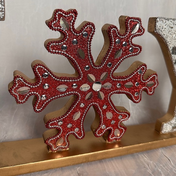 Tribal Design Beaded Christmas Joy Seasonal Holiday home Decor Sign Table Accent - Picture 6 of 16